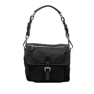 Prada Pre-owned Prada Saffiano Trimmed Tessuto Shoulder Bag Ladies KUDRP0BIN8XIF827