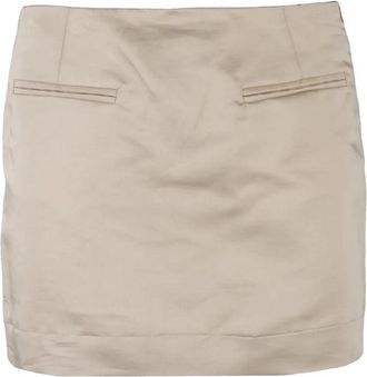 Mauro Grifoni Beige Linen Cotton Women Mini Skirt