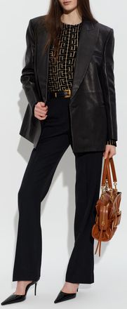 Balmain Top With A Z Monogram, Womens, Black