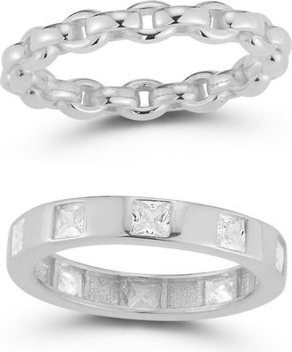 Chloe and Madison Set of 2 Rings in Silver at Nordstrom Rack, Size 6