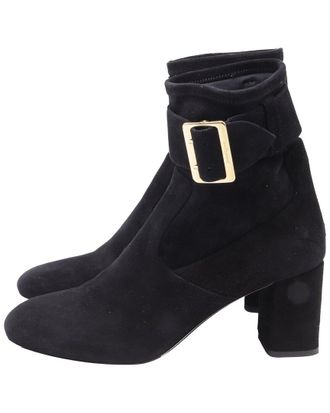 Burberry Womens Suede Britannia Buckled Bootie (Authentic Pre-Loved)