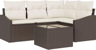 vidaXL Garden Sofa Set 5 pcs Brown Poly rattan Vidaxl