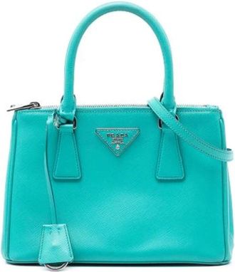 Prada Pre-owned Handbags, female, Blue, Size: ONE SIZE Pre-owned Galleria Satchel