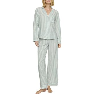 Eberjey Nautico Stripe Long Sleeve Top & Pants Pajamas in Regatta Stripe Seagr at Nordstrom, Size X-Large