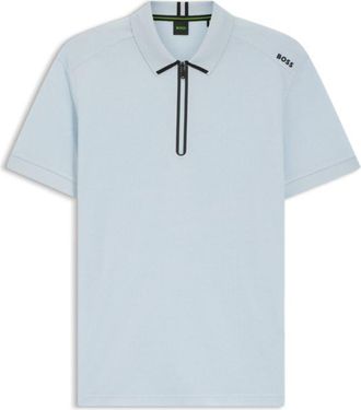 BOSS Framed-zip polo shirt in waffle jacquard