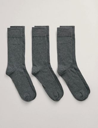 GANT Mens GANT Mens Soft Cotton Socks 3-Pack - 90 Charcoal Melange - Grey - Size: UK6-8 eu40-42 us8-10
