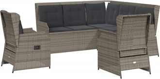 vidaXL Set Divani Da Giardino 5 Pz Con Cuscini In Polyrattan Grigio Vidaxl