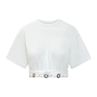 Pinko T-Shirts, female, White, Size: XS Ariano Cropped T-shirt