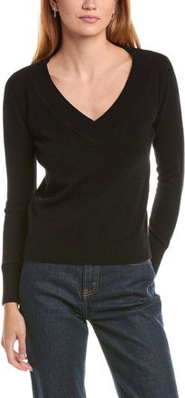 Sofiacashmere Sofiacashmere Deep Wide Trim V-Neck 100% Cashmere Sweater