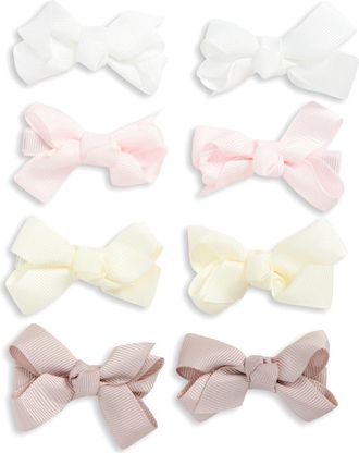 Capelli Kids Assorted 8-Pack Bow Clips in Natural Combo at Nordstrom