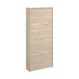 Dmora Zapatero Vettore, Zapatero Para Entrada Que Ahorra Espacio, Zapatero Con 4 Puertas Abatibles, 61x25h149 Cm, Roble - Dmora