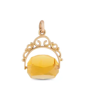 Luxury Bazaar Antique 9K Yellow Gold Glass Spinning Pendant MF11-091426
