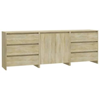 Berkfield Home 3 Piece Sideboard Sonoma Oak Engineered Wood in Beige