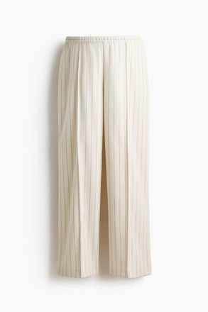 H&M Mama Before & After Wide Crease-detail Trousers in Cream/striped at Nordstrom, Size Xx-Large