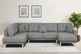 HOME AFFAIRE Wohnlandschaft »TRIPLO U-Form wahlweise mit Schlaffunktion, B/T/H: 310/192/90 cm« Schlafsofa, auch mit Bettkasten, Steppung im Rückenkissen