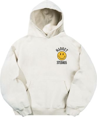 Market Mens Smiley Upside Down Lockup Hoodie In White