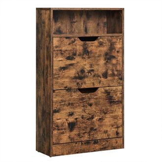 Vasagle Armario zapatero con 2 solapas y estante abierto de color marr&oacute;n