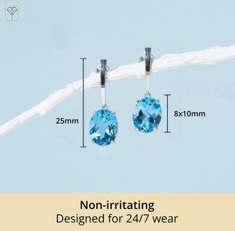 MAX + STONE 14k Yellow or White Gold 10x8mm Oval Cut Gemstone Drop Dangle Earrings