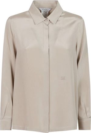 Max Mara Camisa de seda cr&ecirc;pe de chine - Blouses & Shirts - Mujer - Beige - XS