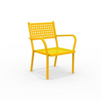 MondoViro Sill&oacute;n de jard&iacute;n bajo de metal amarillo 65x63 cm 77h