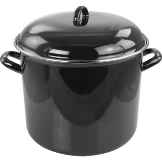 Gibson Home 12 Quart Enamel on Steel Stock Pot with Lid in Black at Nordstrom