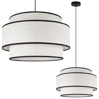 OEM L&aacute;mpara Colgante Juta Trio 1 Plana Blanco Y Negro 45cm E27