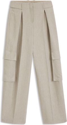 BOSS Regular-fit trousers in a herringbone linen blend