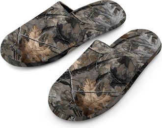 Generic Brown Camouflage Hunting Wilderness Mens House Slippers Slip Indoor Slipper On Shoes Warm Outdoor