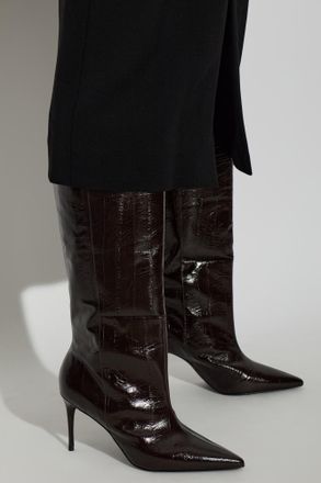 Black Suede Studio Kath Heeled Knee-high Boots, Womens, Brown