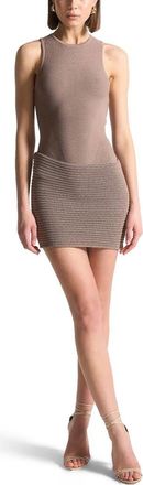Mani&egrave;re De Voir Asymmetric Knit Mini Dress in Taupe/beige at Nordstrom, Size X-Small