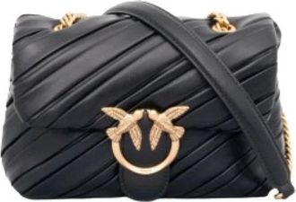 Pinko Mini Love Bag Puff - Dames - Schoudertassen - Zwart - ONE Size - Katoen - Tassen