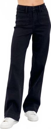 Judy Blue High Waisted Patch Pocket Straight Leg Jeans In Black