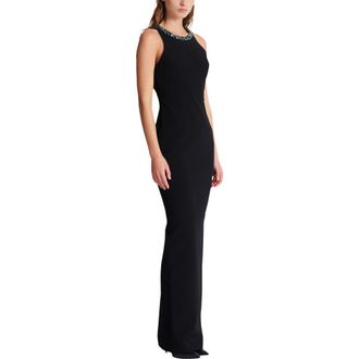 Balmain Long sleeveless dress in embroidered velvet in Black at Nordstrom, Size 42 Eu