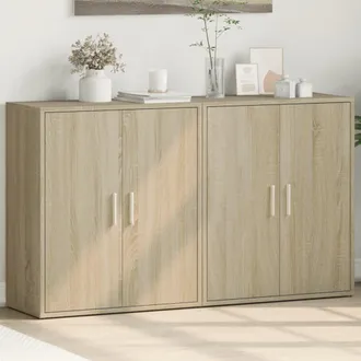 vidaXL Vidaxl - Aparador De Madera De Ingenier&iacute;a 2 Uds Roble Sonoma 60x31x70 Cm