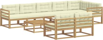 vidaXL Conjunto De Sof&aacute;s De Exterior 9 Uds. Blanco Y Crema Poli&eacute;ster Vidaxl