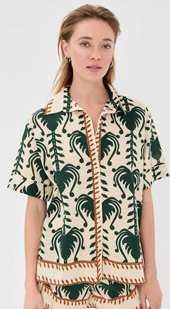 Johanna Ortiz Salty Promises Shirt In Ecru/ Green