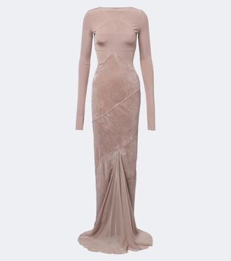 Rick Owens Combo tulle-trimmed jersey and velvet gown