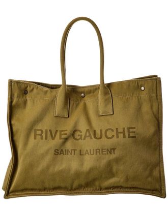 Saint Laurent Rive Gauche Large Canvas & Leather Tote