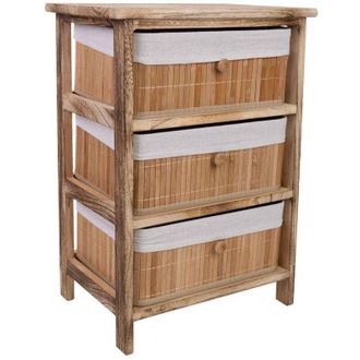 Wanderlust Deco Cajonera De Madera Con 3 Cajones De Bambu Forrados 40x29x58