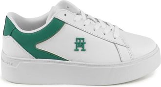 Tommy Hilfiger Schoenen, Dames, Wit, 40 EU, Leer, Witte Leren Low Top Sneaker