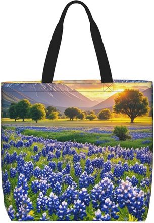 Generic Texas Bluebonnets Scenery1 Women Handbag Waterproof Tote Bag Eco Friendly Shoulder Bags For Casual Ladies Yoga