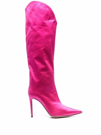 Alexandre Vauthier Alex satin boots - women - Fabric/Leather/Leather - 39 - Pink