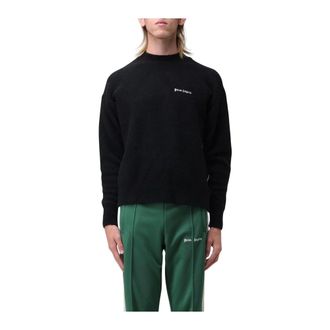 Palm Angels Round-neck Knitwear, male, Black, Size: XS Classic Crewneck Sweater