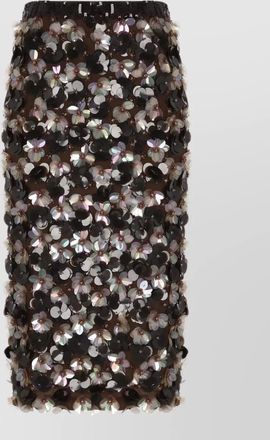 Parosh midi skirt floral sequins and appliqu&eacute;