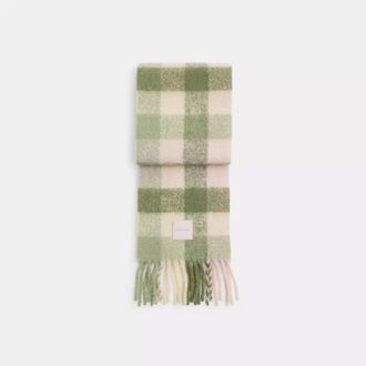Coach Oversized Plaid Muffler With Rubber Patch