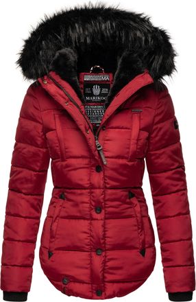 Marikoo dames winterjas Lotusblüte met teddyvoering & imitatiebontkraag