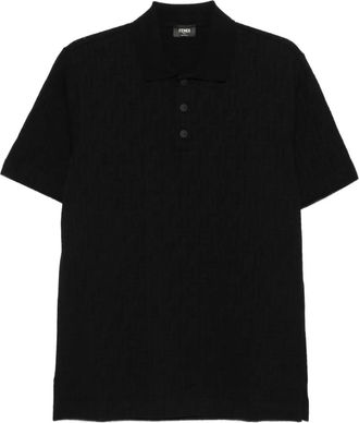 Fendi textured button polo shirt - Black