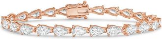 Diana M. Jewels 14kt Rose Gold 15cts Lab Grown Pear Diamond East-West Tennis Bracelet