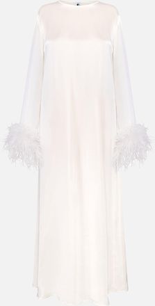 Sleeper Womens Suzi Maxi Dress With Detachable Feathers in White Rayon - Size Medium