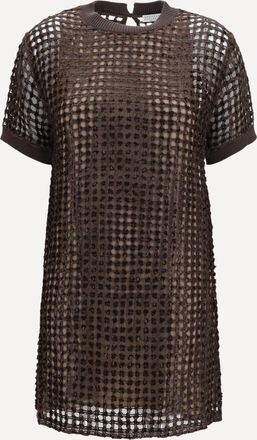 Brunello Cucinelli Abito mini in mesh con paillettes Woman M